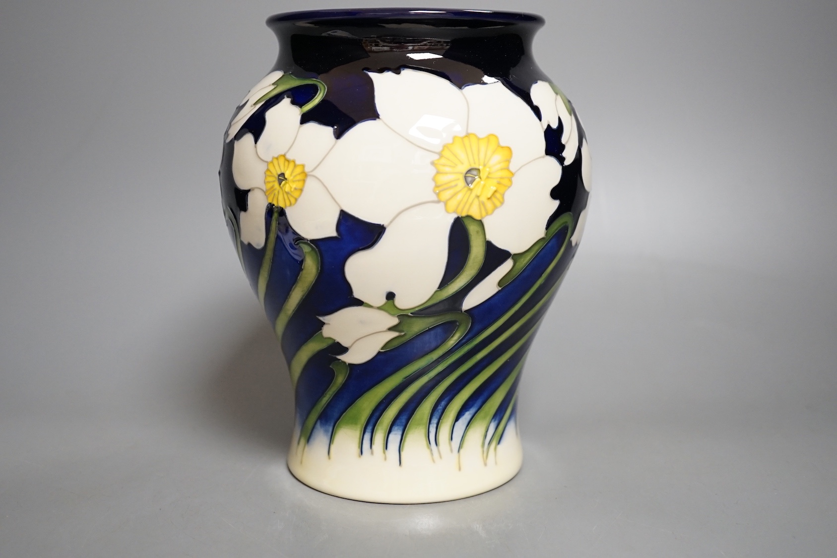 A Moorcroft 'spring breeze' trial vase, 29.1.15, 18cms high.